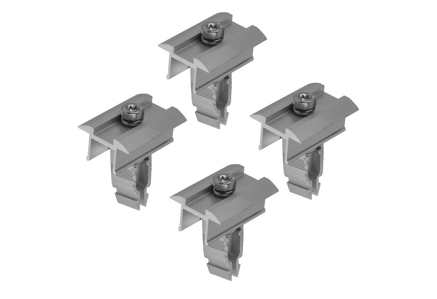 avoltik Endklemme Mittelklemme silber o. schwarz 2x o. 4x PV Halterungen Solarmodul-Halterung, (Endklemme Mittelklemme silber o. schwarz 2x o. 4x PV Halterungen, 4-tlg., Endklemme Mittelklemme silber o. schwarz 2x o. 4x PV Halterungen, Material: Aluminium / robust, witterungsbeständig, rostbeständig) von avoltik