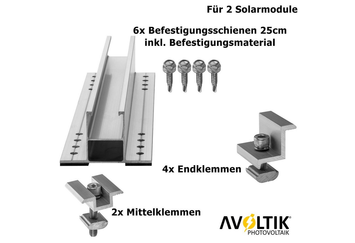 avoltik Photovoltaik Solar Wellblechdach Montage Set Schiene Befestigung Solarmodul-Halterung, (Set, Farbe silber) von avoltik