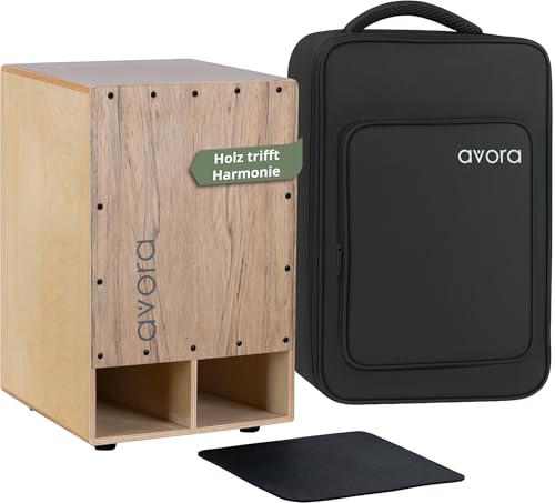 Avora Bass Boost Cajon SET - Percussion Trommelkiste mit verstärktem Bass - Sitztrommel mit Integrierter Griffschale - Snare-Effekt - Sitzpad aus Neopren – Akazie Braun - Inkl. gepolsterter Tasche Avora Bass Boost Cajon SET - Percussion Trommelkiste mit verstärktem Bass - Sitztrommel mit Integrierter Griffschale - Snare-Effekt - Sitzpad aus Neopren – Akazie Braun - Inkl. gepolsterter Tasche von avora