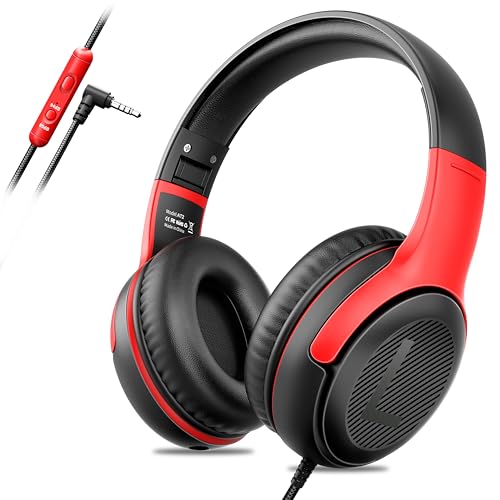 awatrue Kinder Kopfhörer, Kinderkopfhörer mit Kabel, Over Ear Kopfhörer Kinder für Schule/Reisen/PC/Tablet, 85/94dB Lautstärkenbegrenzer, Stereo Sound, Faltbare, Audio-Sharing, SchwarzRot awatrue Kinder Kopfhörer, Kinderkopfhörer mit Kabel, Over Ear Kopfhörer Kinder für Schule/Reisen/PC/Tablet, 85/94dB Lautstärkenbegrenzer, Stereo Sound, Faltbare, Audio-Sharing, SchwarzRot von awatrue