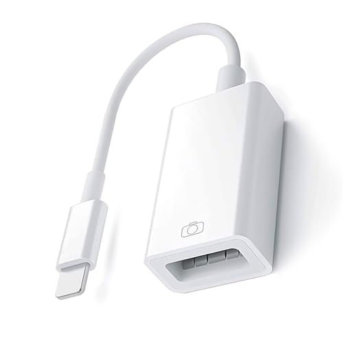 USB Kamera Adapter iPhone,USB Aadapter auf iOS OTG USB Kabeladapter für iPhone iPad,unterstützt Kamera,Kartenleser,Tastatur,Maus,U-Disk,Hubs,MIDI-Tastatur,Plug-and-Play(Weiß) von aweskmod