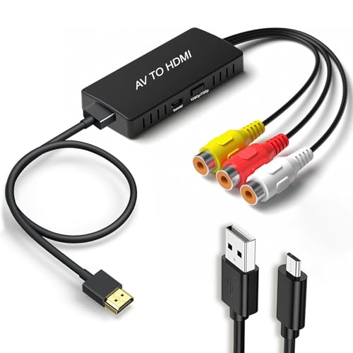 aweskmod HDMI Adapter, Scart Auf HDMI Adapter, Wii HDMI Adapter, RCA auf HDMI Konverter mit HDMI Kabel, AV zu HDMI Converter, für PS2/Xbox/SNES/ N64/ VHS/VCR Videorecorder DVD, Unterstützt PAL/NTSC von aweskmod