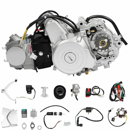 awolsrgiop 125cc 4 Takt ATV Motoren, Elektrischer Start Gokart Motor, Halbautomatisch Engine Kickstart Air-cooled Engine Elektrostart Luftgekühlt Für ATV Go Kart Einzylinder Motor von awolsrgiop