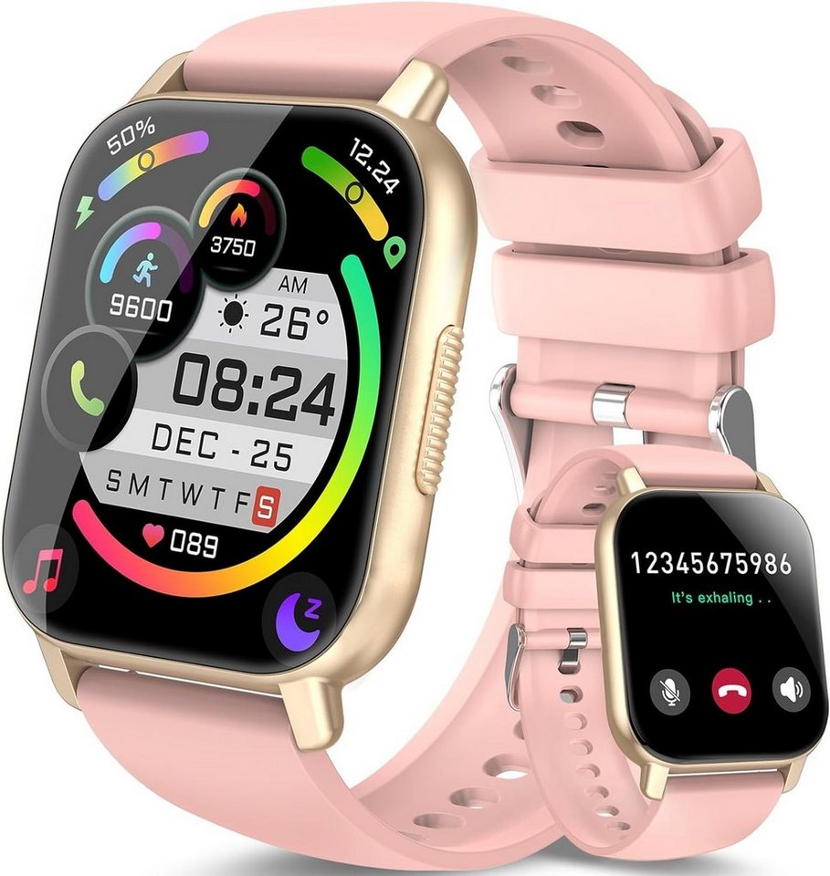 aycy Trainingsdatenaufzeichnung Smartwatch (1,85 Zoll, Android, iOS), mit Telefonfunktion, IP68 Wasserdicht mit schrittzähler Pulsmesser von aycy