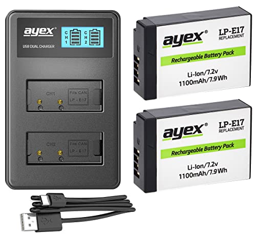 ayex Power Set mit 2X LP-E17 Akku + 1x USB Dual Ladegerät Passend für Canon EOS 800D 760D 200D 77D M6 ayex Power Set mit 2X LP-E17 Akku + 1x USB Dual Ladegerät Passend für Canon EOS 800D 760D 200D 77D M6 von ayex