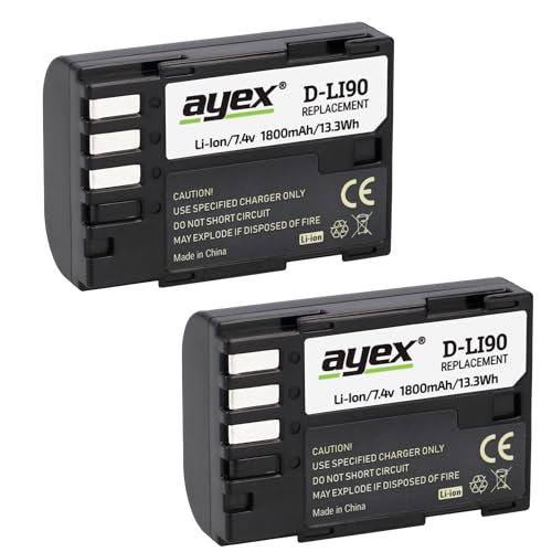 ayex D-Li90 Akku 2er Set Kompatibel mit Pentax zB. 645D 645Z K-7 K-5 K-5 II K-5 IIs K-3 K-3 II K-01 Leistungsstark & zuverlässig kompatibel mit Original-Ladegerät ayex D-Li90 Akku 2er Set Kompatibel mit Pentax zB. 645D 645Z K-7 K-5 K-5 II K-5 IIs K-3 K-3 II K-01 Leistungsstark & zuverlässig kompatibel mit Original-Ladegerät von ayex