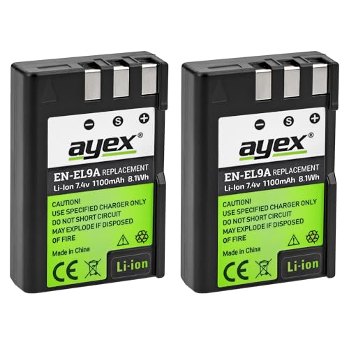 ayex 2er Set EN-EL9a Akku Passend für Nikon D40 D40x D60 D3000 D5000 Leistungsstark & zuverlässig ayex 2er Set EN-EL9a Akku Passend für Nikon D40 D40x D60 D3000 D5000 Leistungsstark & zuverlässig von ayex