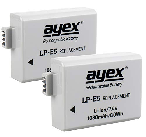 ayex LP-E5 Akku 2er Set Kompatibel mit Canon EOS 450D 500D 1000D Rebel Xsi T1i XS Leistungsstark zuverlässig & langlebig ayex LP-E5 Akku 2er Set Kompatibel mit Canon EOS 450D 500D 1000D Rebel Xsi T1i XS Leistungsstark zuverlässig & langlebig von ayex