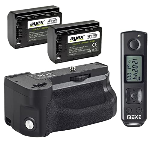 MK-A6600 Pro Batteriegriff Passend für Sony A6600 mit Funk-Timer-Fernauslöser + 2X NP-FZ100 Akku Perfekt für bequemes fotografieren im Hochformat von ayex