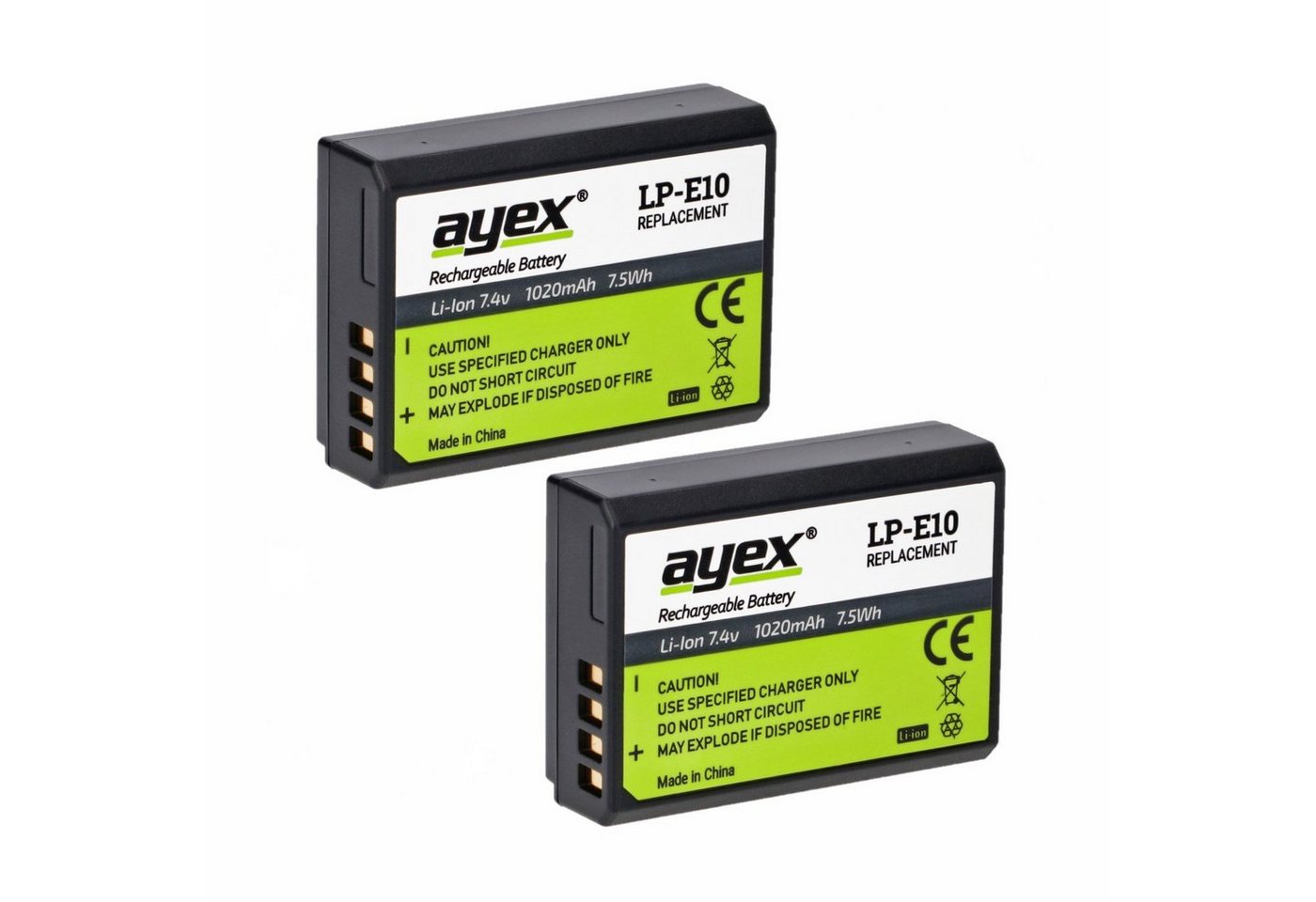 ayex 2x LP-E10 Akku für Canon + USB Dual-Ladegerät z.B. für EOS 1300D Kamera-Akku ayex 2x LP-E10 Akku für Canon + USB Dual-Ladegerät z.B. für EOS 1300D Kamera-Akku von ayex