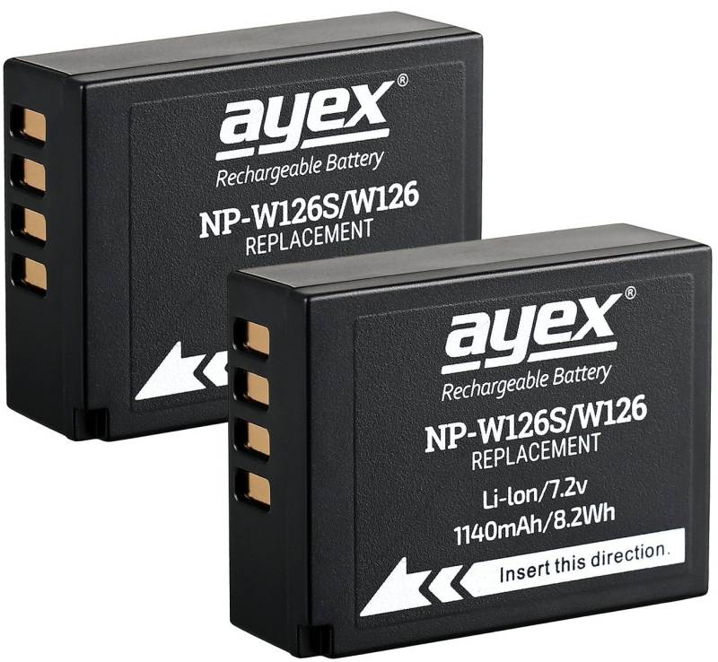 ayex 2x ayex Ersatz Akku für Fujifilm NP-W126S 1140mAh Kamera-Akku von ayex