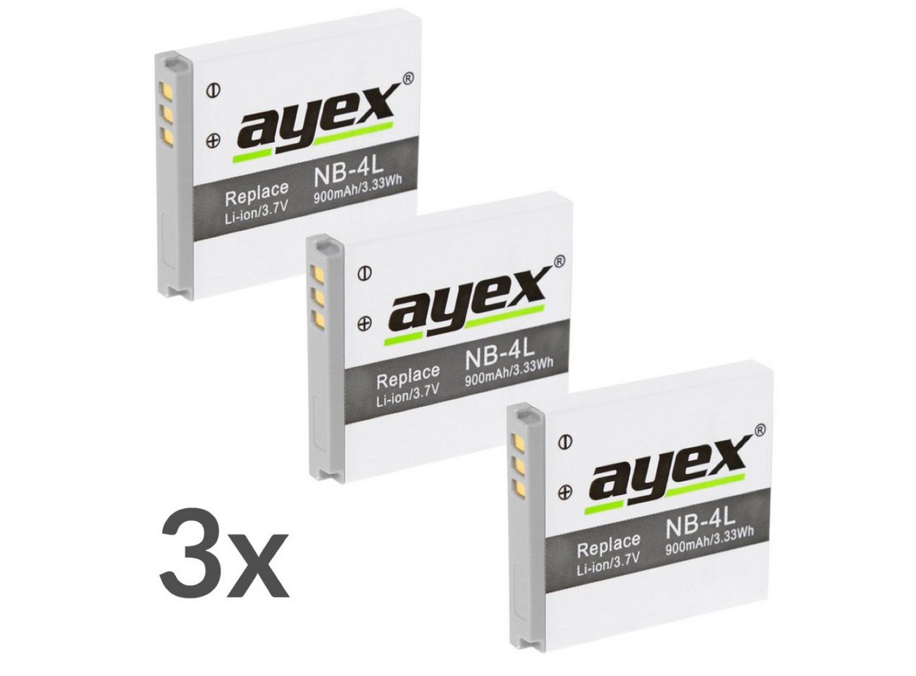 ayex 3 Stück Li-Ion Akku NB-4LH für Canon Digitalkameras Kamera-Akku ayex 3 Stück Li-Ion Akku NB-4LH für Canon Digitalkameras Kamera-Akku von ayex