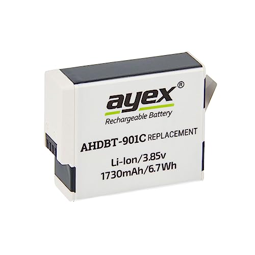 ayex AHDBT-901C Akku Kompatibel mit GoPro Hero 11 Hero 10 Hero 9 zuverlässig geringe Selbstentladung von ayex