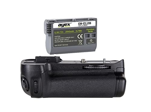 ayex Akkugriff Batteriegriff Passend für Nikon D7100, D7200 (ähnlich MB-D15) inkl. ayex EN-EL15B Akku - Optimal für Hochformat-Aufnahmen von ayex