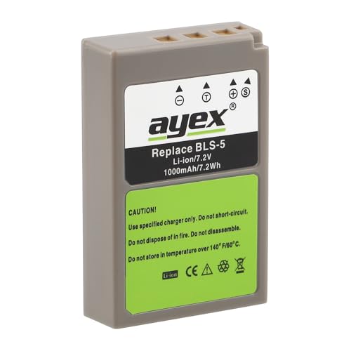 ayex BLS-5 Akku Kompatibel mit Olympus OM-D EM10 Mark IV Pen E-P5 E-PL9 Pen-F ersetzt PS-BLS5 von ayex