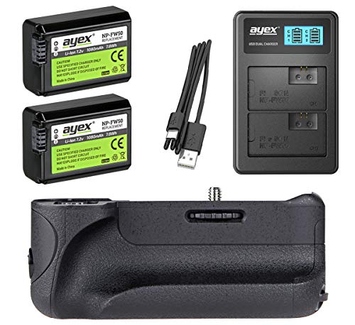 ayex Batteriegriff Kompatibel mit Sony Alpha A6500 + 2 x NP-FW50 Akku + USB Dual Ladegerät Akkugriff Zubehör-Set ayex Batteriegriff Kompatibel mit Sony Alpha A6500 + 2 x NP-FW50 Akku + USB Dual Ladegerät Akkugriff Zubehör-Set von ayex