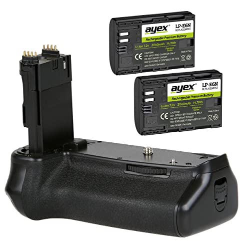 ayex Batteriegriff Passend für Canon EOS 6D Mark II wie BG-E21 + 2X LP-E6N Akku optimal zum fotografieren im Hochformat Akkugriff von ayex