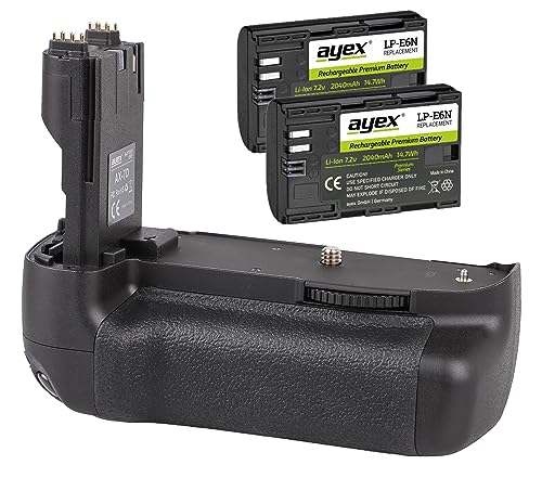 ayex Batteriegriff Passend für Canon EOS 7D wie BG-E7 + 2X LP-E6N Akku mit Infochip Powerpack mit Hochformatauslöser Akkugriff ayex Batteriegriff Passend für Canon EOS 7D wie BG-E7 + 2X LP-E6N Akku mit Infochip Powerpack mit Hochformatauslöser Akkugriff von ayex