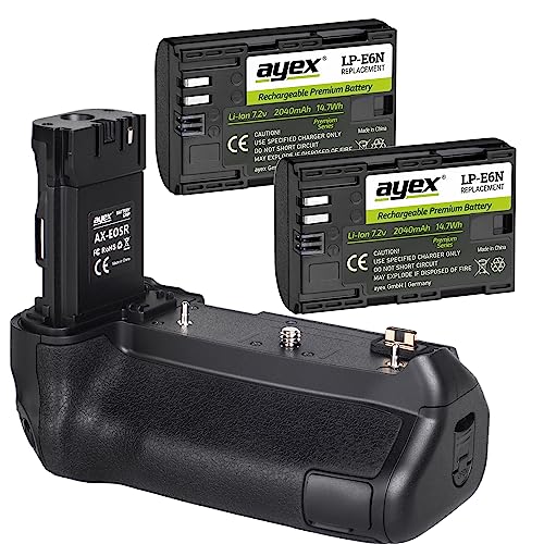 ayex Batteriegriff Passend für Canon EOS-R & EOS Ra + 2 x LP-E6N Akkus kompakter bequemer Handgriff mit Ladefunktion wie BG-E22 Inkl. USB-C Netzteil ayex Batteriegriff Passend für Canon EOS-R & EOS Ra + 2 x LP-E6N Akkus kompakter bequemer Handgriff mit Ladefunktion wie BG-E22 Inkl. USB-C Netzteil von ayex