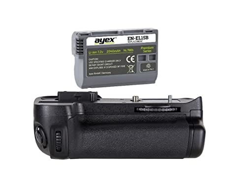 ayex Batteriegriff Passend für Nikon D7100 D7200 ähnlich MB-D15 + 2X EN-EL15B Akku Optimal für Hochformat-Aufnahmen ayex Batteriegriff Passend für Nikon D7100 D7200 ähnlich MB-D15 + 2X EN-EL15B Akku Optimal für Hochformat-Aufnahmen von ayex