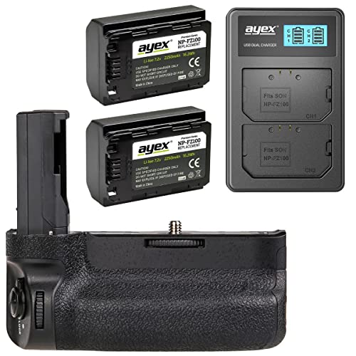 ayex Batteriegriff Passend für Sony Alpha A9 A7R III A7 III ähnlich VG-C3EM + 2 x NP-FZ100 Akku + USB Dual-Ladegerät ayex Batteriegriff Passend für Sony Alpha A9 A7R III A7 III ähnlich VG-C3EM + 2 x NP-FZ100 Akku + USB Dual-Ladegerät von ayex