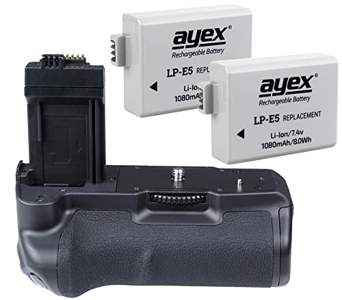 ayex Batteriegriff für Canon EOS 1000D 500D 450D ähnlich BG-E5 inkl. 2X LP-E5 Akku Akkugriff optimal zum fotografieren im Hochformat ayex Batteriegriff für Canon EOS 1000D 500D 450D ähnlich BG-E5 inkl. 2X LP-E5 Akku Akkugriff optimal zum fotografieren im Hochformat von ayex