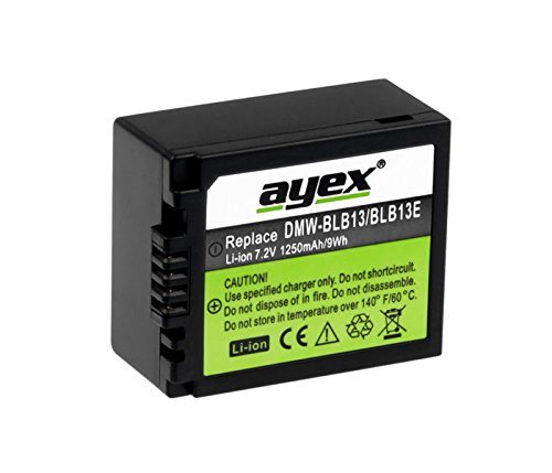 ayex DMW-BLB-13 BLB-13E Ersatz-Akku Passend für Panasonic DMC-G1 DMC-G10 DMC-G10K - Hochwertige Zellen, extra Starke Leistung - 100% kompatibel von ayex
