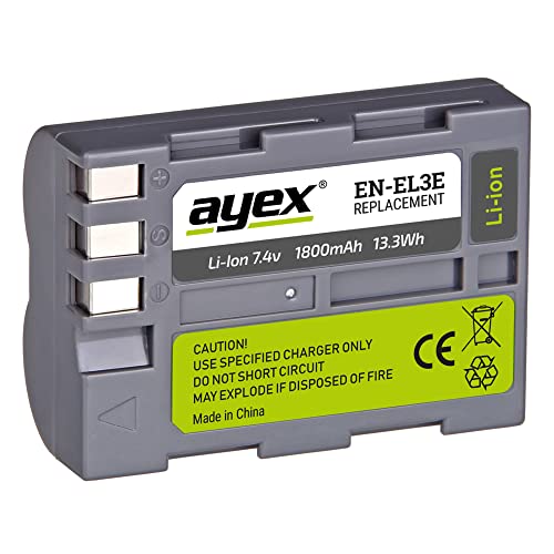 ayex EN-EL3e Li-Ion Akku - Kompatibel mit Nikon D90 D200 D300 D700 u.v.m. - Leistungsstark 100% Kompatibel von ayex
