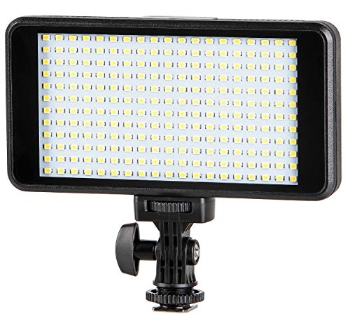 ayex Extraflache dimmbare Videoleuchte mit 228 LEDs und Power Bank Funktion, inklusive Li-Ion Akku (4400mAh) 2 Diffusoren und Neiger mit Blitzschuhanschluss und 1/4" Gewinde von ayex