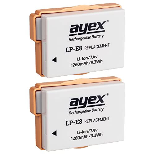 ayex LP-E8 Akku 2er Set Passend für Canon EOS 700D 650D 600D 550D Leistungsstark & zuverlässig ayex LP-E8 Akku 2er Set Passend für Canon EOS 700D 650D 600D 550D Leistungsstark & zuverlässig von ayex