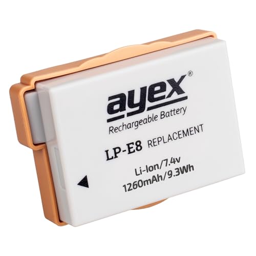 ayex LP-E8 Li-Ion-Akku - Für z.B. Canon EOS 700D, 650D, 600D, 550D, Leistungsstark, zuverlässig und langlebig, 100% Kompatibel von ayex