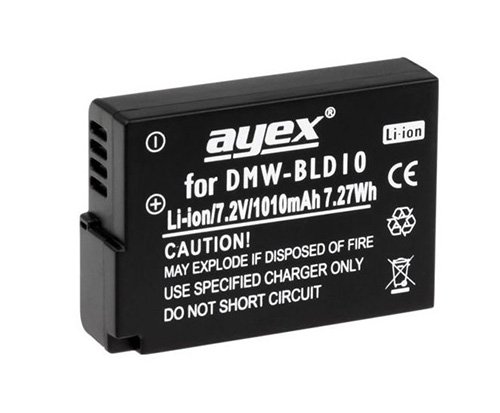 ayex Li-Ion Akku DMW-BLD10 Passend für Panasonic z.B. DMC-GF2 / DMC-GF2KEG-K - Leistungsstark und zuverlässig von ayex