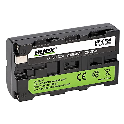 ayex NP-F550 Akku Passend für Sony Camcorder & div. Dauerlichter langlebig & zuverlässig geringe Selbstentladung von ayex