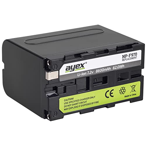 ayex NP-F970 Akku Passend für Sony Camcorder ersetzt NP-F970 NP-750 NP-F500 NP-F960 etc. 8600 mAh von ayex