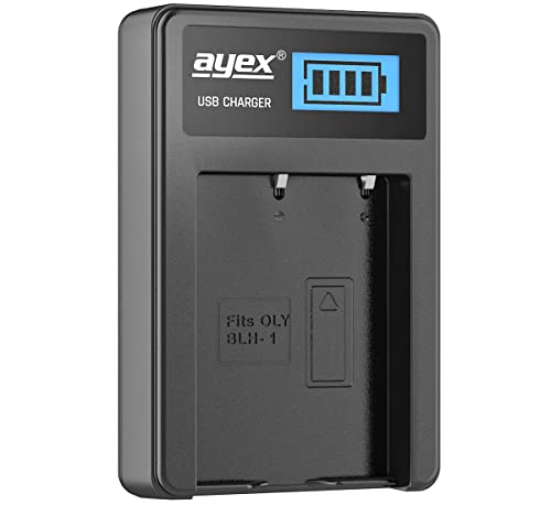 ayex USB Ladegerät Kompatibel mit Olympus BLH1 Akkus für zB OM-D E-M1 Mark II, OM-1, OM-D E-M1 II, E-M1 Mark III Lädt per USB zB an Laptop & Powerbank mit LCD-Ladestandanzeige ayex USB Ladegerät Kompatibel mit Olympus BLH1 Akkus für zB OM-D E-M1 Mark II, OM-1, OM-D E-M1 II, E-M1 Mark III Lädt per USB zB an Laptop & Powerbank mit LCD-Ladestandanzeige von ayex