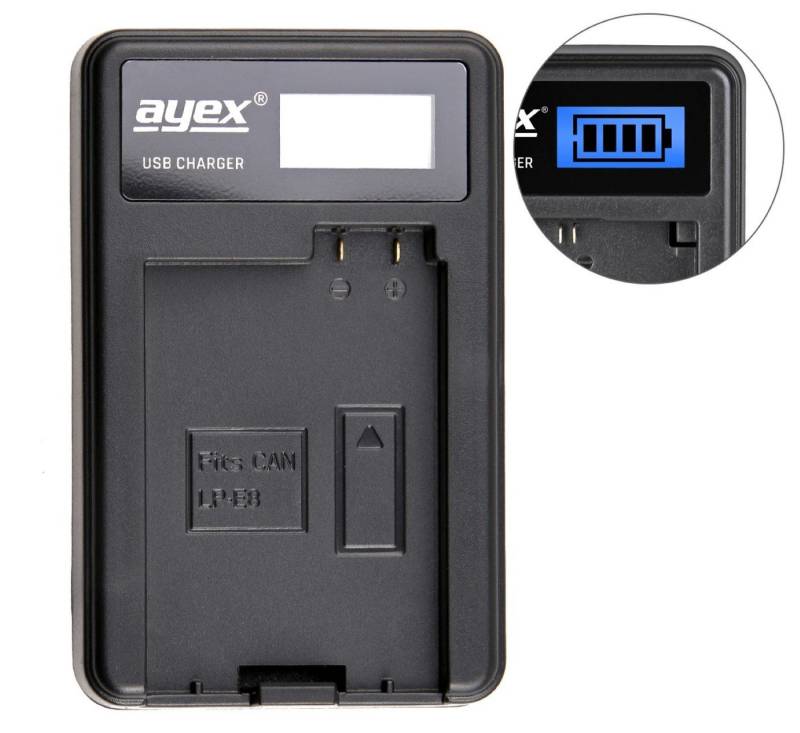 ayex USB Ladegerät für Canon Akku Typ LP-E8 Akku zB 700D 650D 600 550D Kamera-Ladegerät von ayex