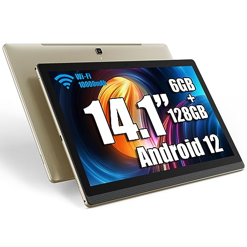 azamp Tablet 14.1 Zoll, Android 13 Tablet mit 1920 * 1080 IPS HD Großes Display, 6GB/128GB, 512G-Expandieren, und 10000mAh Akku - Ideal für Produktivität, Unterhaltung und Bildung von azamp