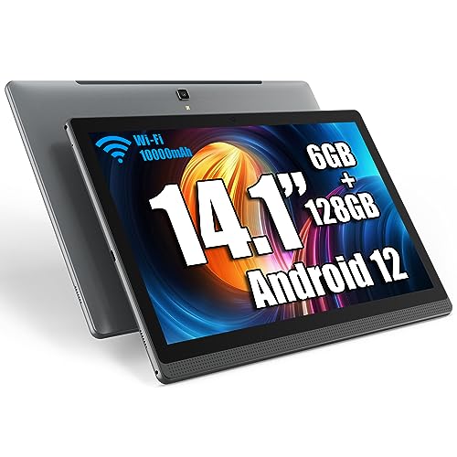 azamp Tablet 14.1 Zoll, Android 13 Tablet mit 1920 * 1080 IPS HD Großes Display, 6GB/128GB, 512G-Expandieren, und 10000mAh Akku - Ideal für Produktivität, Unterhaltung und Bildung von azamp