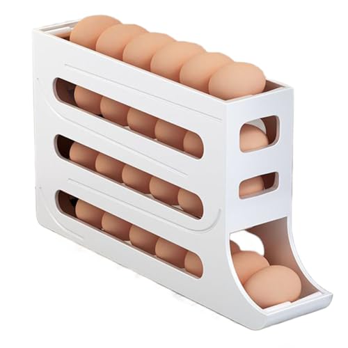 babikeen Eierbehälter für Kühlschrank, Eierhalter für 30 Eier, 5 tier Kapazität Eier-Organizer, Eier-Frische-Aufbewahrungsbox für Kühlschrank, Rolldown-Eier-Organizer für Küche (White) von babikeen