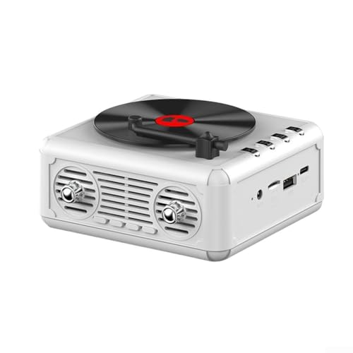 USB DC 5 V Retro-Lautsprecher, kabellos, Subwoofer, tragbarer CD-Player, CD-Player und Lautsprecher, ideal für Partys im Freien oder auf Reisen (weiß) von babominimer