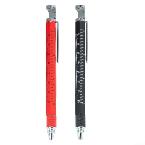 babominimer 2 x Stift, 2 x Gel-Tintenstift, Linienstift, mit integrierter Messskala und Wasserwaage, für kreative Projekte (Blau und Silber) von babominimer