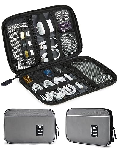 BAGSMART Elektronische Tasche, Handliche Elektronik Tasche Reise für Handy Ladekabel, Powerbank, USB Sticks, SD Karten (Grau) von bagsmart