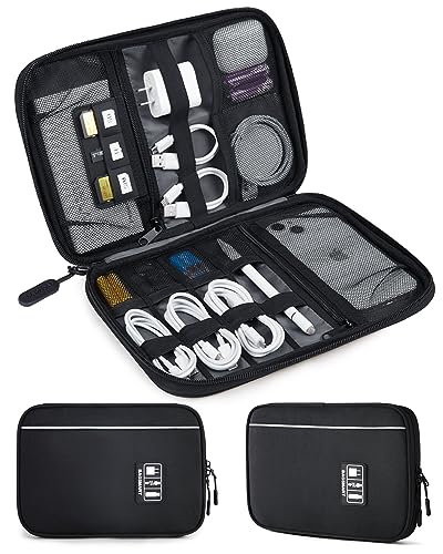 BAGSMART Elektronische Tasche, Handliche Elektronik Tasche Reise für Handy Ladekabel, Powerbank, USB Sticks, SD Karten (Schwarz) von bagsmart