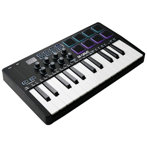 M-VAVE 25-Tasten-USB-MIDI-Tastatur-Controller mit 8 hintergrundbeleuchteten Drum-Pads, Klaviertastatur, kabellos, halbgewichtet, professionell, dynamisches Keybed, 8 Knöpfe, Software im Lieferumfang M-VAVE 25-Tasten-USB-MIDI-Tastatur-Controller mit 8 hintergrundbeleuchteten Drum-Pads, Klaviertastatur, kabellos, halbgewichtet, professionell, dynamisches Keybed, 8 Knöpfe, Software im Lieferumfang von bairutong