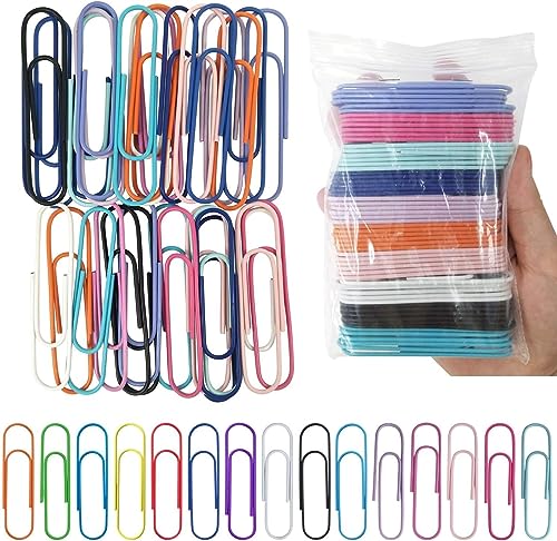 baizhong Übergroße Büroklammern, vinylbeschichtet, 60 Stück, 7,6 cm, farbig sortiert, Jumbo-Seitenhalter für Akten, Papier, Bürobedarf von baizhong