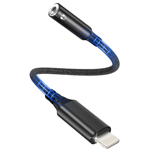 bakibo Adapter Lightning auf Klinke 3,5mm [MFi Zertifizierung], Unterstützt Mikrofon Anrufe und Inline-Steuerung Lightning auf 3,5 mm Kopfhöreranschluss für i Phone 14/13/12/11/X/8/7/Pad, Schwarz von bakibo