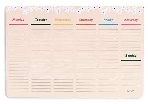 ban.do Wochenkalender, Schreibtischkalender mit 52 undatierten Blättern für 1 Jahr Planung, Gänseblümchen (Mega) von ban.do