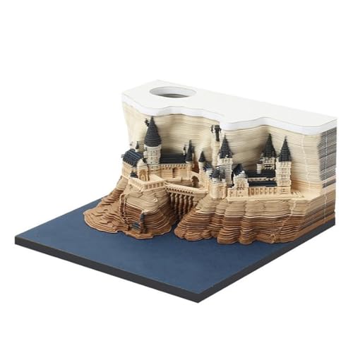 3D Memo Block künstlerisch, Tear Away Paper Castle 3D Haftnotizen mit Licht, Carving Art Notizblock, 3D Kalender, Heimdekoration 3d Kreatives Notizpapier, Büro-Schreibtisch-Dekor von banapoy