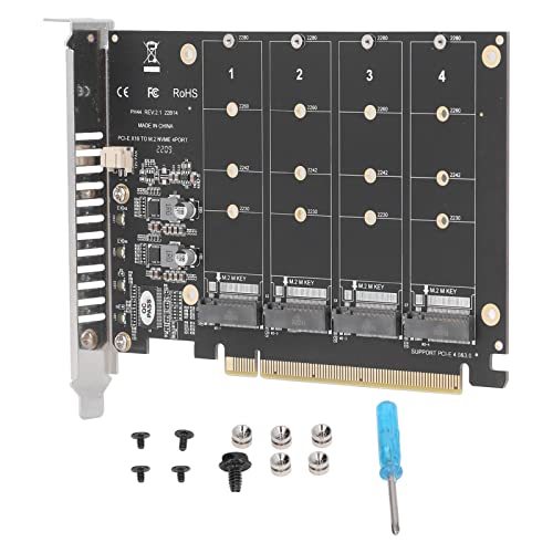 Dual M.2 PCIE NVMe SSD Adapter, 4 Port 4x32Gbps High Speed ​​Soft Raid Controller Karte mit Individueller LED-Anzeige, Unterstützt PCIE 3.0, 4.0 X16 M2.NVME SSD Erweiterungskarte für Desktop PC Comput von banapoy