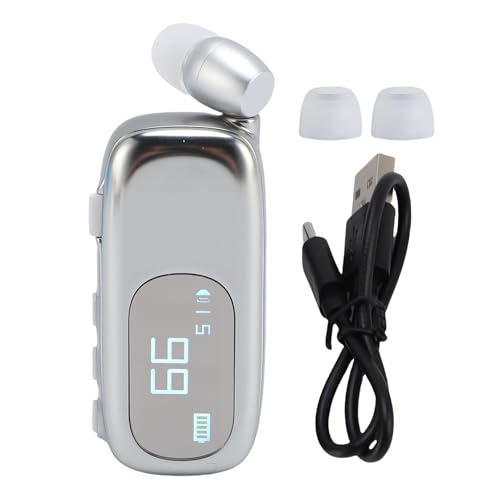 Einziehbarer Drahtloser Kopfhörer, Clip auf Ohrhörer Bluetooth -Headset Kompatibel mit Intelligenten Handys und Fahren des Hörphone für Fahrersportgeschäfte (Elektroplattiert helles Schwarz) von banapoy